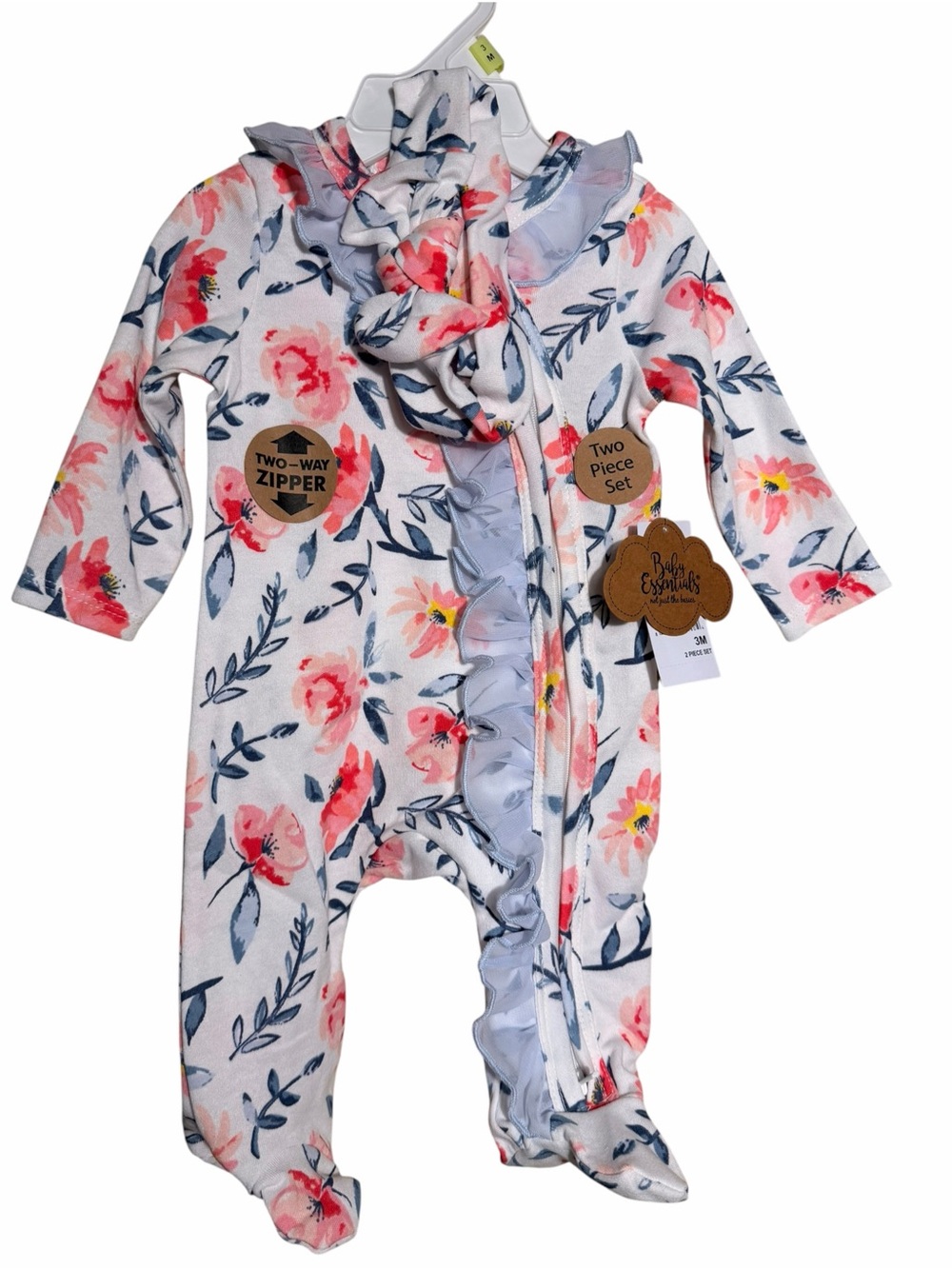 Baby Essentials Floral Ruffle Footed Pajama Set Baby Shower, Gift